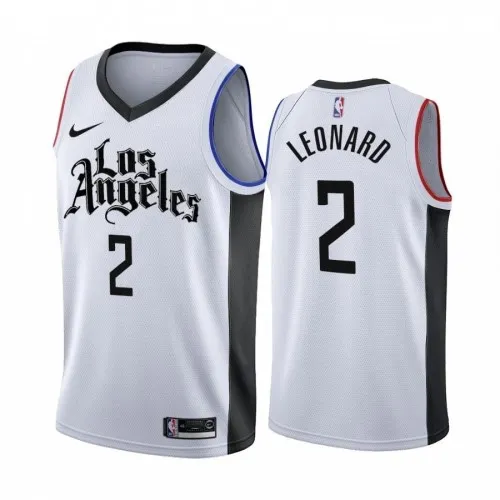 Camisa de jogador Swingman dos LA Clippers para homem, Kawhi Leonard #2, Nike, branca, 2020/21 – Edição City
