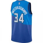 Men’s Milwaukee Bucks Giannis Antetokounmpo #34 Blue 2020/21 Swingman Jersey–City Edition