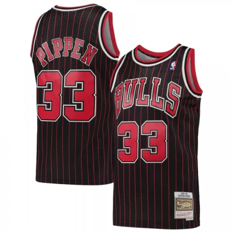 Männer Chicago Bulls Scottie Pippen #33 Throwback Schwarz Hardwood Classics 95-96 Swingman Jersey
