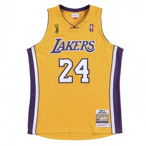 Men's Los Angeles Lakers Finals Kobe Bryant #24 Yellow 08-09 Hardwood Classics Jersey