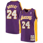 Camisa de basquetebol masculina dos Los Angeles Lakers para jogos fora de casa, edição retro «Final Kobe Bryant #24», roxa, temporada 08-09, modelo «Hardwood» Men’s Los Angeles Lakers Road Final Kobe Bryant #24 Throwback Purple 08-09 Hardwood Jersey