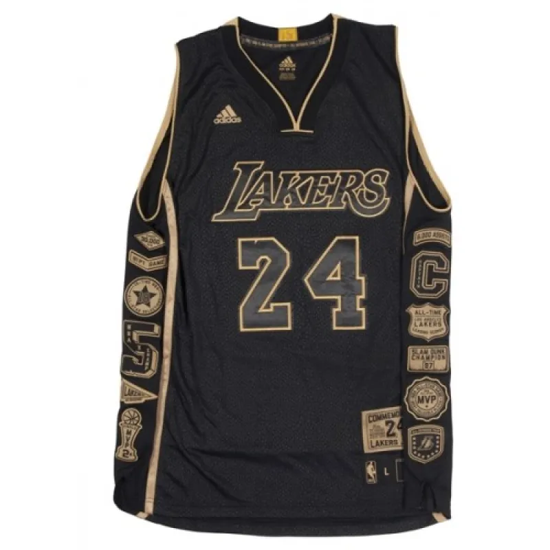 Men’s Los Angeles Lakers Kobe Bryant #24 Black Commemorative Career Achievement Jersey