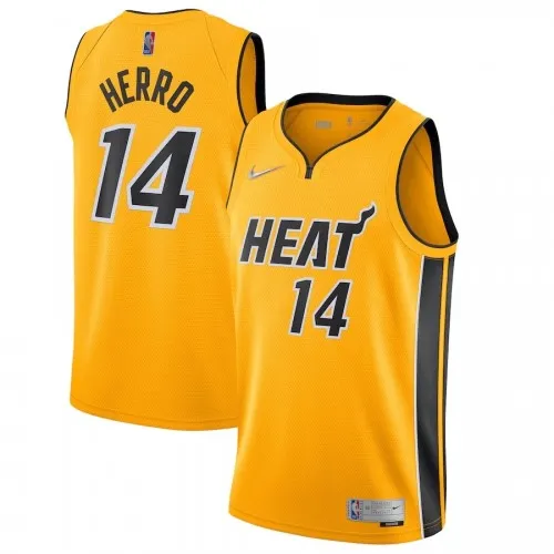Camisa Swingman Nike amarela do Miami Heat para homem, Tyler Herro #14, 20/21 – Edição «Earned»