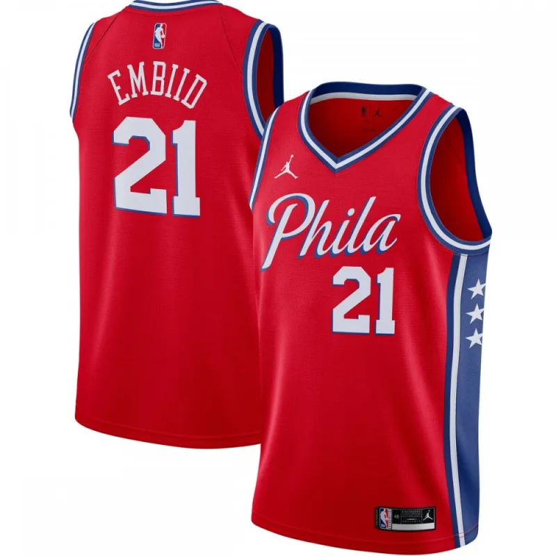 Joel Embiid Philadelphia 76ers 2020/21 Camisola Swingman para homem - Edição de declaração - Vermelho