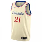 Men’s Philadelphia 76ers Joel Embiid #21 Nike Cream 2019/20 Finished Swingman Jersey – City Edition