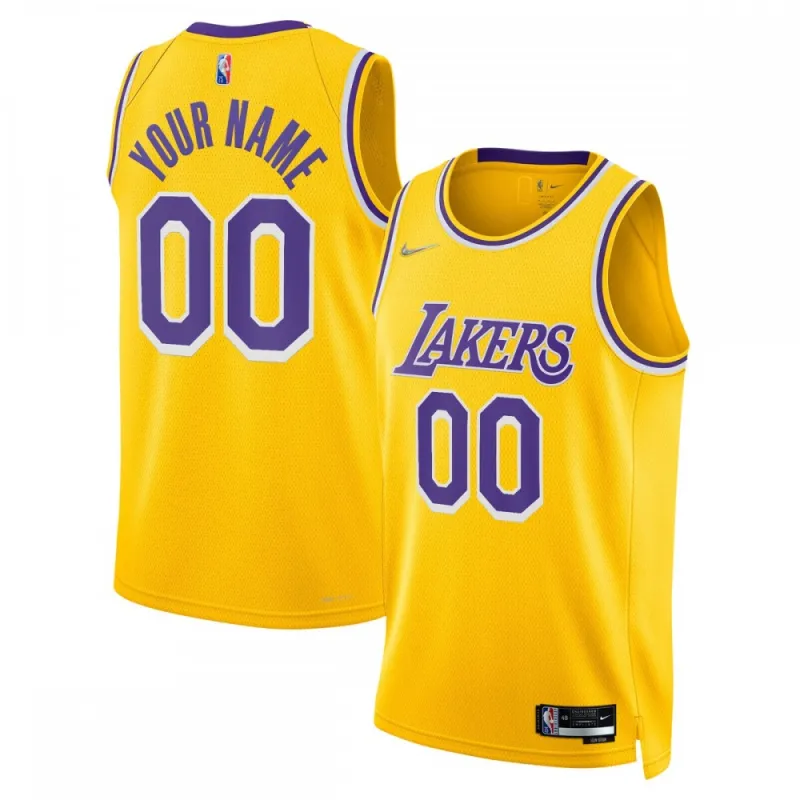 Los Angeles Lakers Nike 2021/22 Diamond Swingman Custom Jersey – Icon Edition – Gold