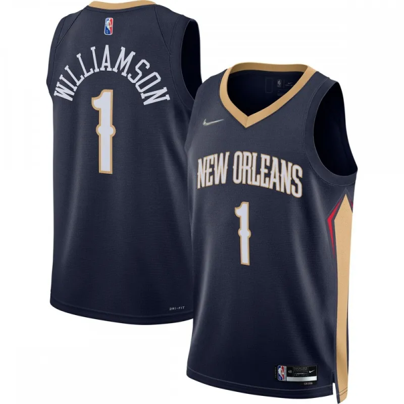 Camisa Nike 2021/22 Diamond Swingman de Zion Williamson dos New Orleans Pelicans – Edição Icon – Azul-marinho