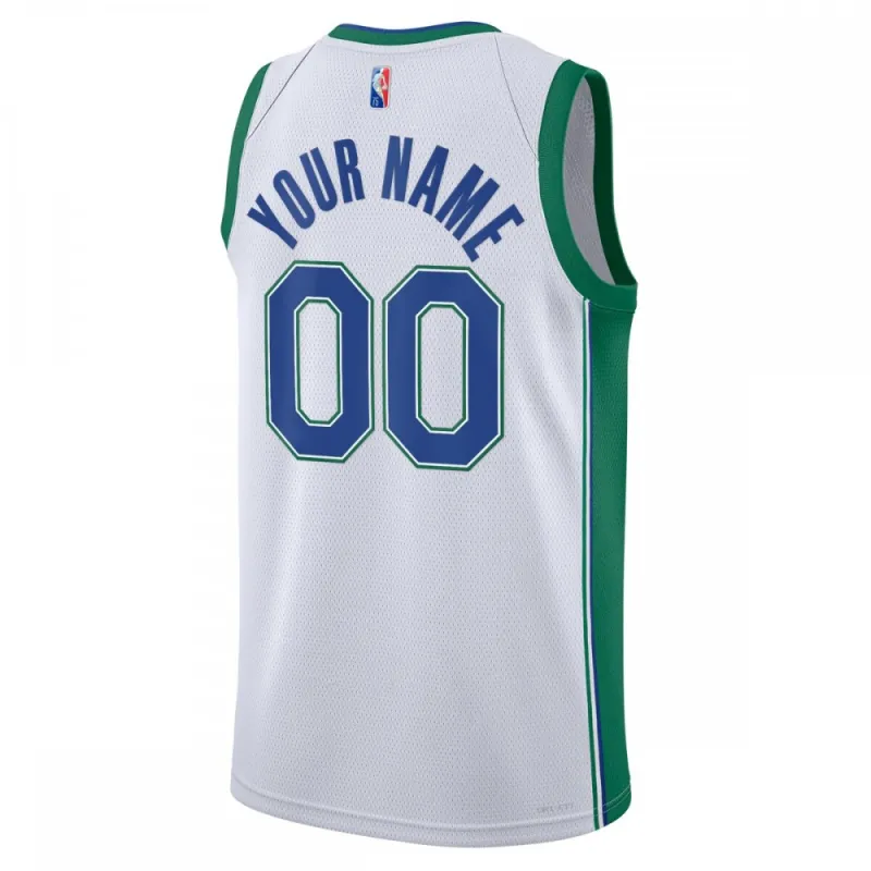 Camiseta personalizada Swingman para hombre de los Dallas Mavericks 2021/22 – Edición Ciudad – Blanca