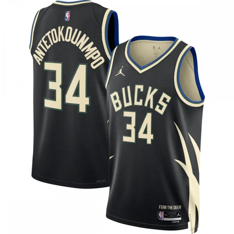 Maglia Swingman da uomo Giannis Antetokounmpo Milwaukee Bucks 2022/23 Statement Edition – Nera