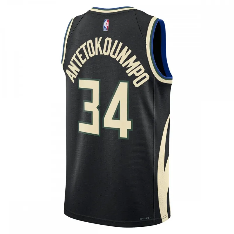 Maglia Swingman da uomo Giannis Antetokounmpo Milwaukee Bucks 2022/23 Statement Edition – Nera