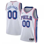 Philadelphia 76ers Nike Unisex 2022/23 Swingman-shirt op maat, wit – Association Edition Philadelphia 76ers Nike Unisex 2022/23 Swingman Custom Jersey White – Association Edition