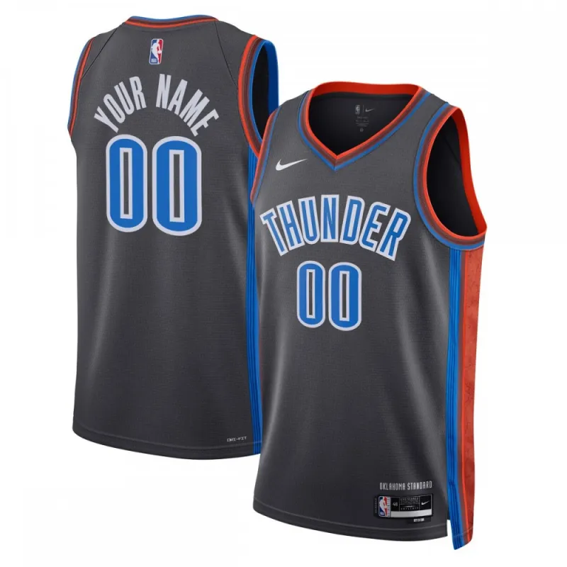 Maglia personalizzata degli Oklahoma City Thunder Unisex 2022/23 Swingman - City Edition - Nero.