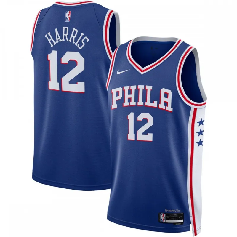 Camiseta Swingman unisex de Tobias Harris de los Philadelphia 76ers de Nike, temporada 2022/23 – Edición Icon – Azul real