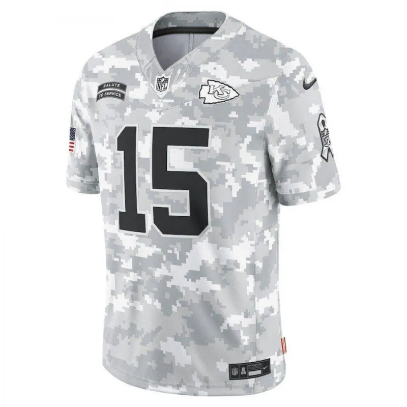Patrick Mahomes Kansas City Chiefs Nike 2024 Salute to Service Limited Jersey – Arctic Camo