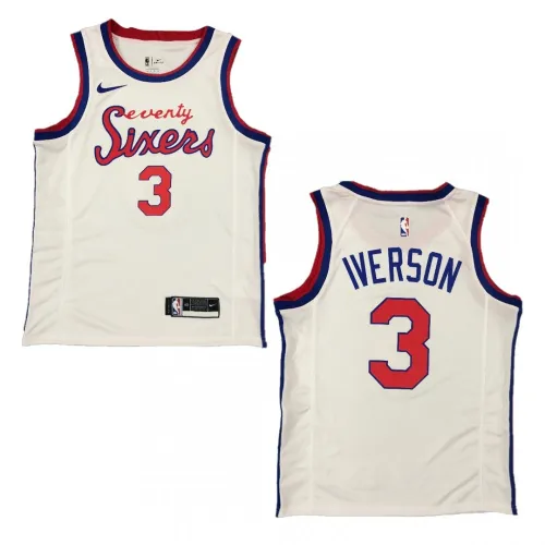 Maillot Swingman Nike « Hardwood Classics » blanc pour homme des Philadelphia 76ers, Allen Iverson, modèle #3
