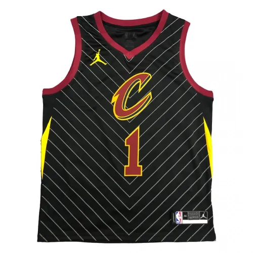 Camisola Swingman preta Jordan #1 dos Cleveland Cavaliers para homem - Statement Edition
