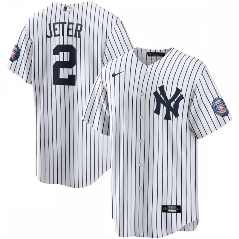 Derek Jeter New York Yankees Nike 2020 Hall of Fame-opname thuisreplica-spelersshirt met naam – Wit/marineblauw