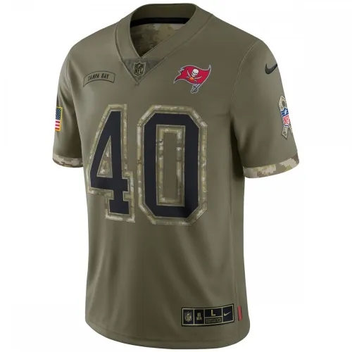 Mike Alstott Tampa Bay Buccaneers 2022 Salute To Service Retired Player Limited Jersey – Olive