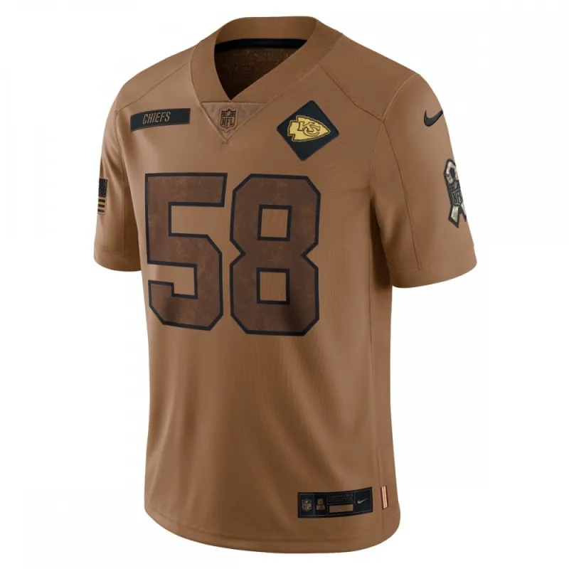 Derrick Thomas Kansas City Chiefs Nike 2023 Salute To Service Retired Player Limited Jersey – Brown