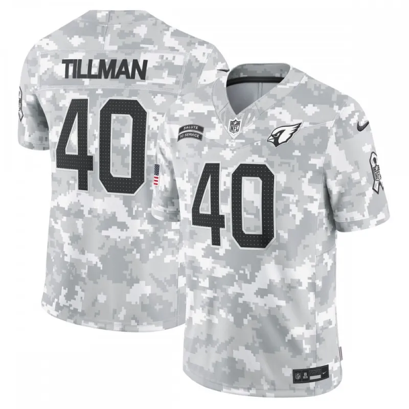 Maillot Pat Tillman des Cardinals de l'Arizona, édition limitée Nike 2024 « Salute to Service », joueur retraité – Camouflage arctique