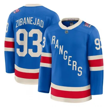 Men's New York Rangers Mika Zibanejad Blue Centennial Premium Jersey