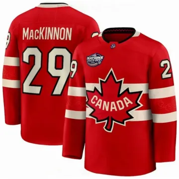 Canada Nathan MacKinnon 2025 Red Hockey Team 4 Nations Face-Off Jersey