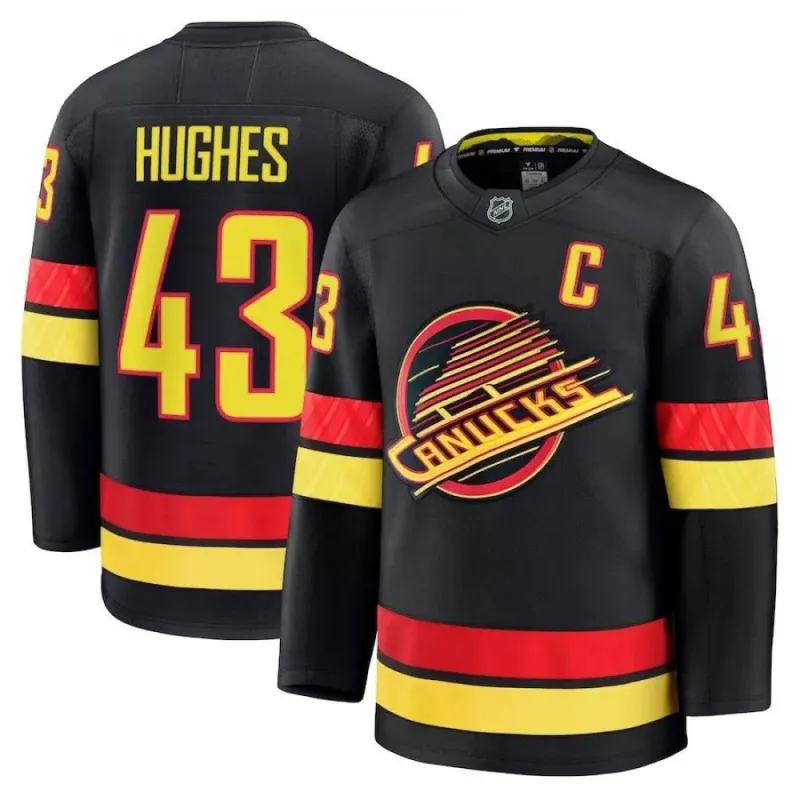 Vancouver Canucks Quinn Hughes #43 Black Alternate Premium Jersey