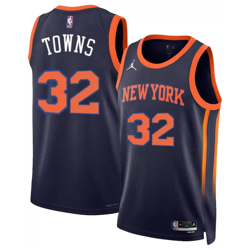 Karl-Anthony Towns New York Knicks 2022/23 Heren Swingman Jersey - Statement Editie - Navy