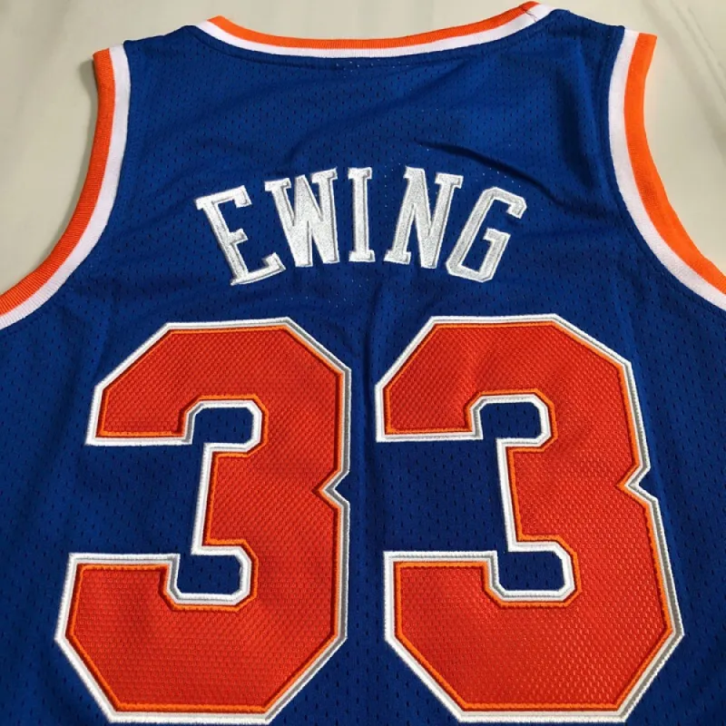 Patrick Ewing New York Knicks Maglia Swingman Uomo Blu 1985-86 Hardwood Classics