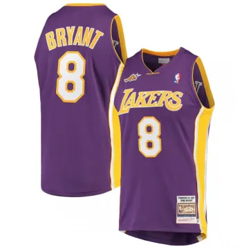 Camisola dos Los Angeles Lakers Kobe Bryant #8 Purple 00-01 Hardwood Classics para homem