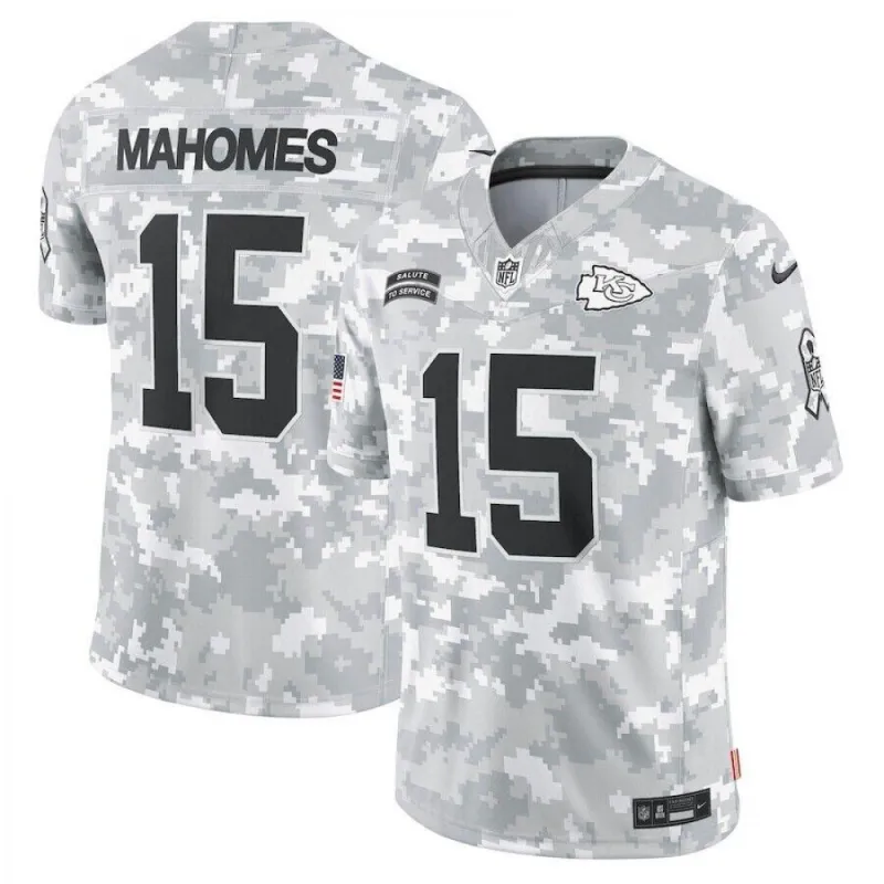 Patrick Mahomes Kansas City Chiefs Nike 2024 Salute to Service Limited Jersey – Arctic Camo