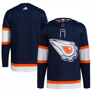 Camisola em branco «Reverse Retro 2.0 Premium» da adidas dos Edmonton Oilers - Azul-marinho