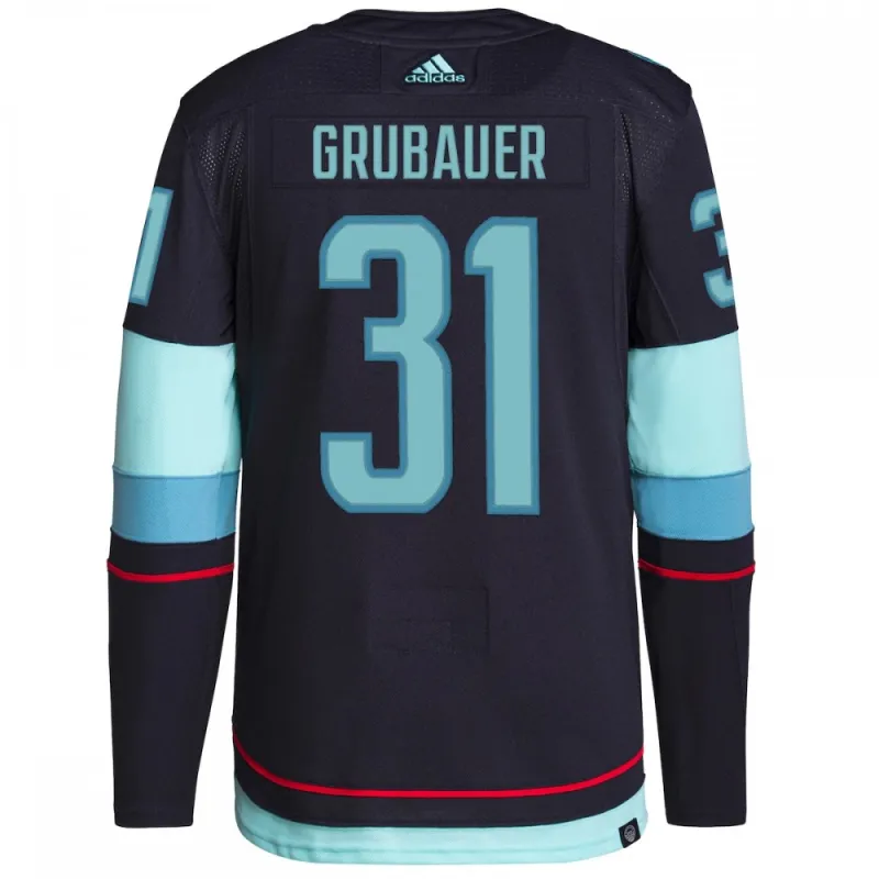 Philipp Grubauer Seattle Kraken adidas Home Authentic Primegreen Spieler Trikot - Navy