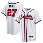 Camisa de jogador de Austin Riley dos Atlanta Braves (edição para adeptos) da Nike para jogos em casa - Branca