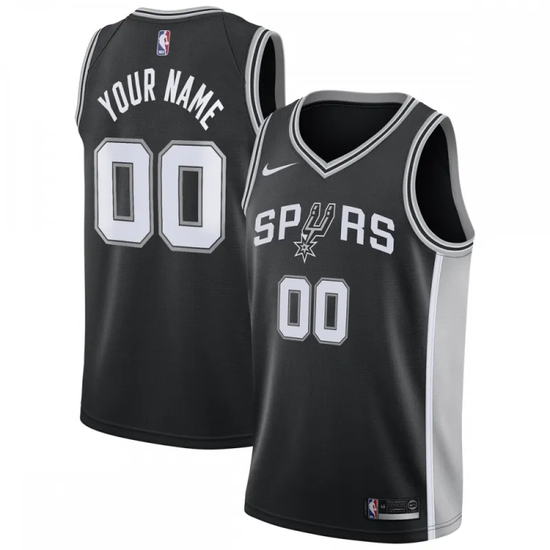 Camisola personalizada para homem do San Antonio Spurs Swingman Preto - Edição Icon
