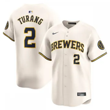 Brice Turang Milwaukee Brewers Nike Home Maglia Giocatore Limitata - Crema