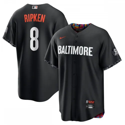 Maglia da giocatore replica Nike City Connect 2023 di Cal Ripken dei Baltimore Orioles - Nera