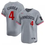 Maglia da giocatore in edizione limitata Nike da trasferta dei Minnesota Twins di Carlos Correa - Grigio Maglia da giocatore in edizione limitata Nike da trasferta dei Minnesota Twins di Carlos Correa - Grigio