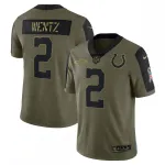 Carson Wentz Indianapolis Colts Nike Hommes 2021 Salute To Service Limited Player Jersey - Olive Carson Wentz Indianapolis Colts Nike Men's 2021 Salute To Service Limited Player Jersey - Olive