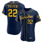 Christian Yelich Milwaukee Brewers Nike 50e Seizoen Alternate Authentic Player Jersey - Navy Christian Yelich Milwaukee Brewers Nike 50th Season Alternate Authentic Player Jersey – Navy