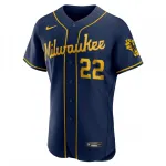 Christian Yelich Milwaukee Brewers Nike 50th Season Alternate Authentic Player Jersey – Navy