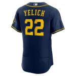 Christian Yelich Milwaukee Brewers Nike 50th Season Alternate Authentic Player Jersey – Navy