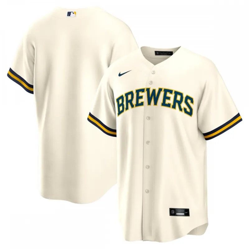 Milwaukee Brewers Nike Home Blank Replica Jersey – Cream