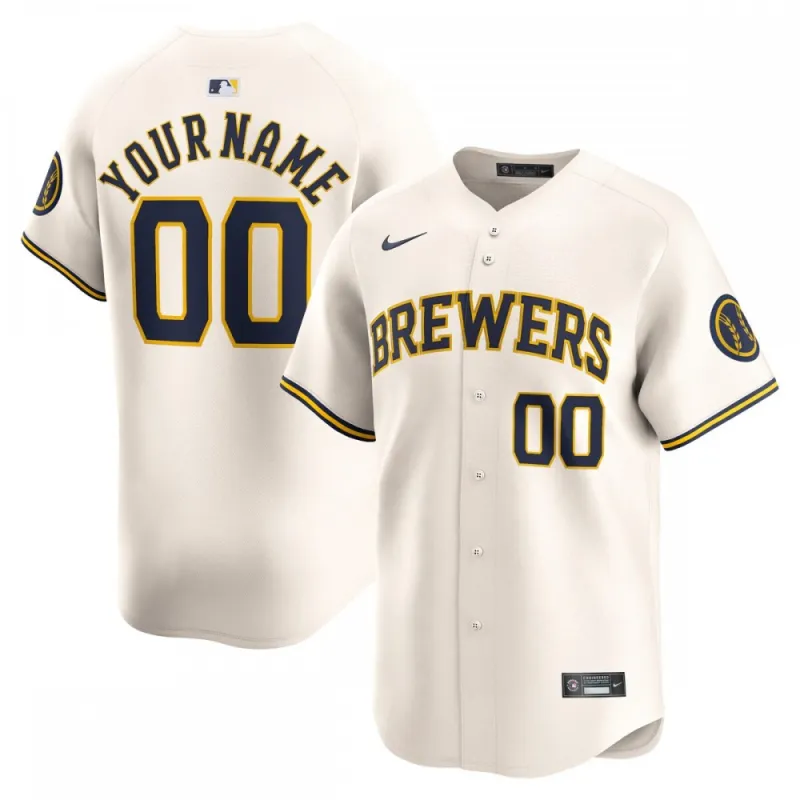Camiseta personalizada Nike de edición limitada para local de los Milwaukee Brewers – Color crema