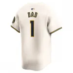 Camisa Nike #1 Dad Home Limited do Milwaukee Brewers – Creme