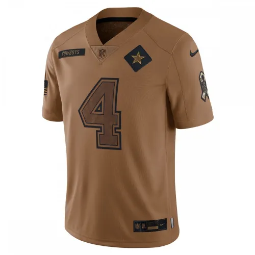Camiseta Nike para hombre de Dak Prescott (Dallas Cowboys) de la colección «Salute to Service» 2023, edición limitada – Marrón