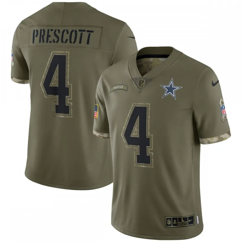 Dak Prescott Dallas Cowboys Nike 2022 Salute To Service Limited Jersey – Olive