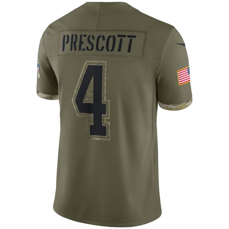 Dak Prescott Dallas Cowboys Nike 2022 Salute To Service Limited Jersey – Olive