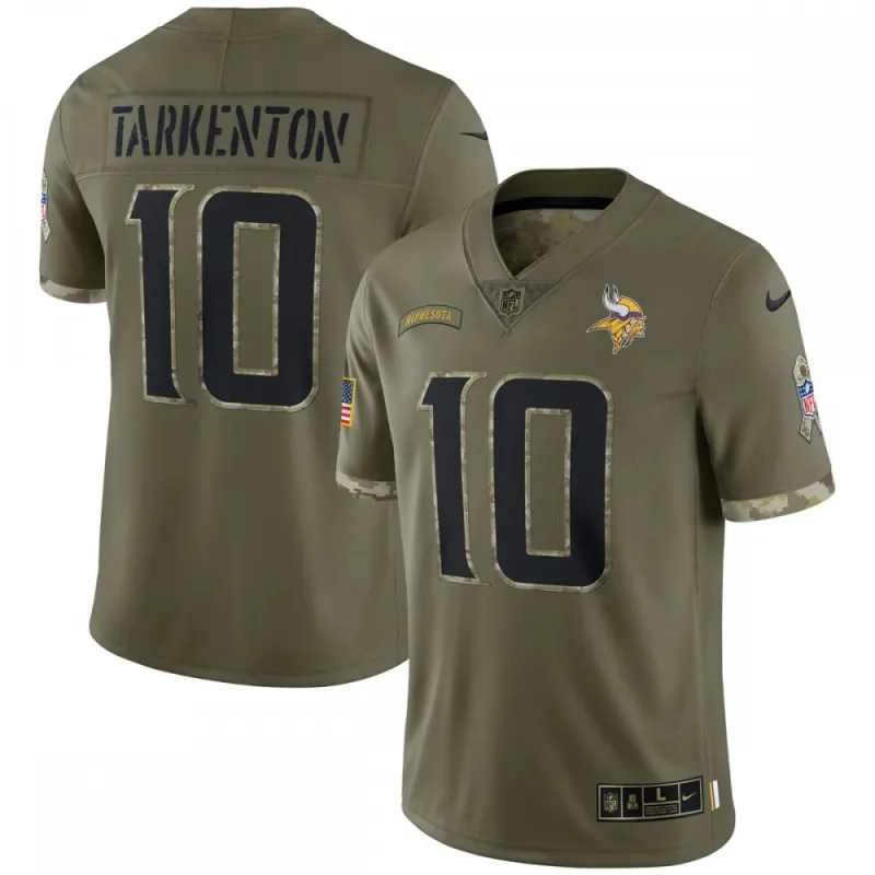 Fran Tarkenton Minnesota Vikings 2022 Salute To Service Retired Player Limited Jersey – Olive