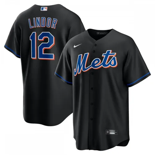 Francisco Lindor New York Mets Nike 2022 Camisola de jogador réplica alternativa - Preto